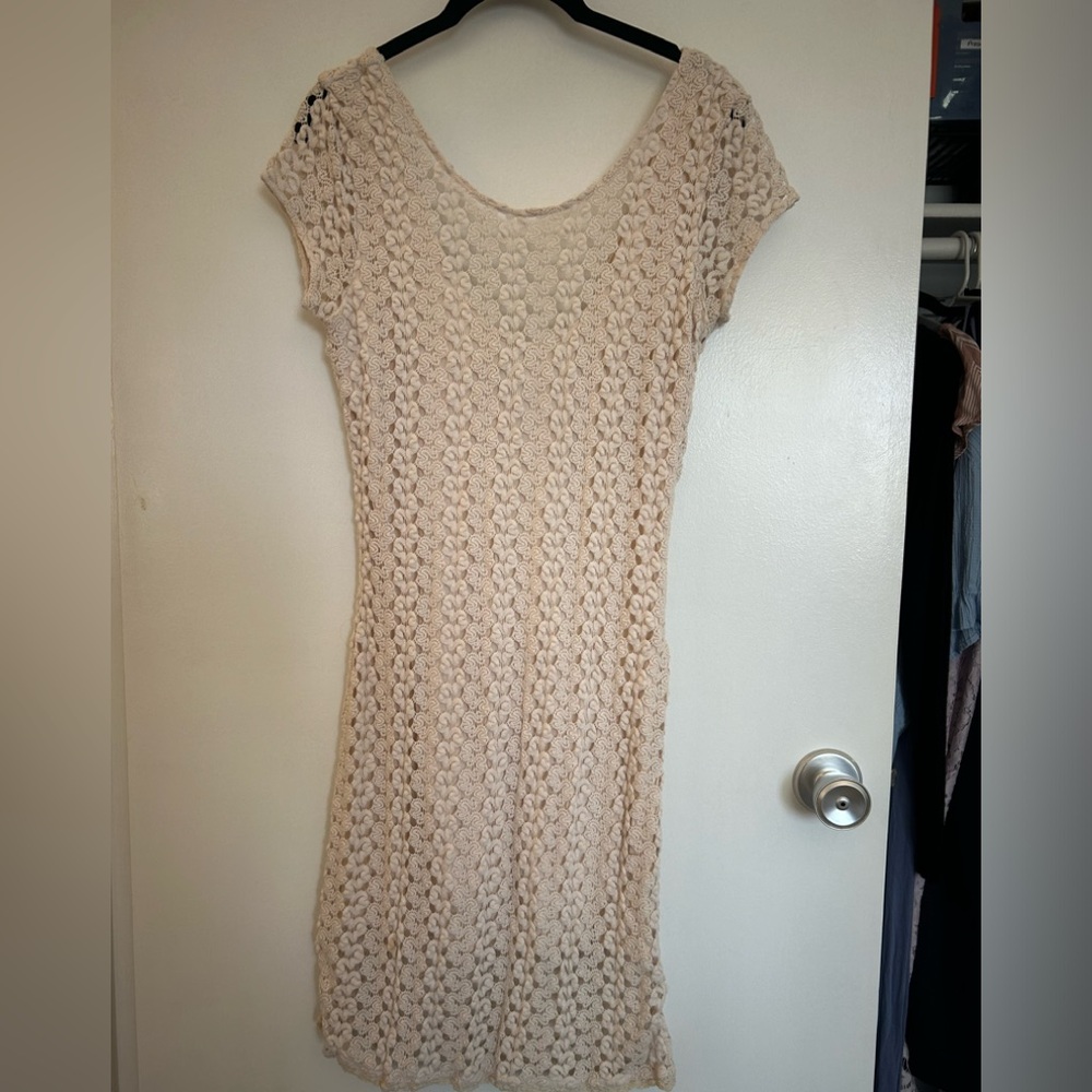 Free People Elegant Cream Crochet Dress